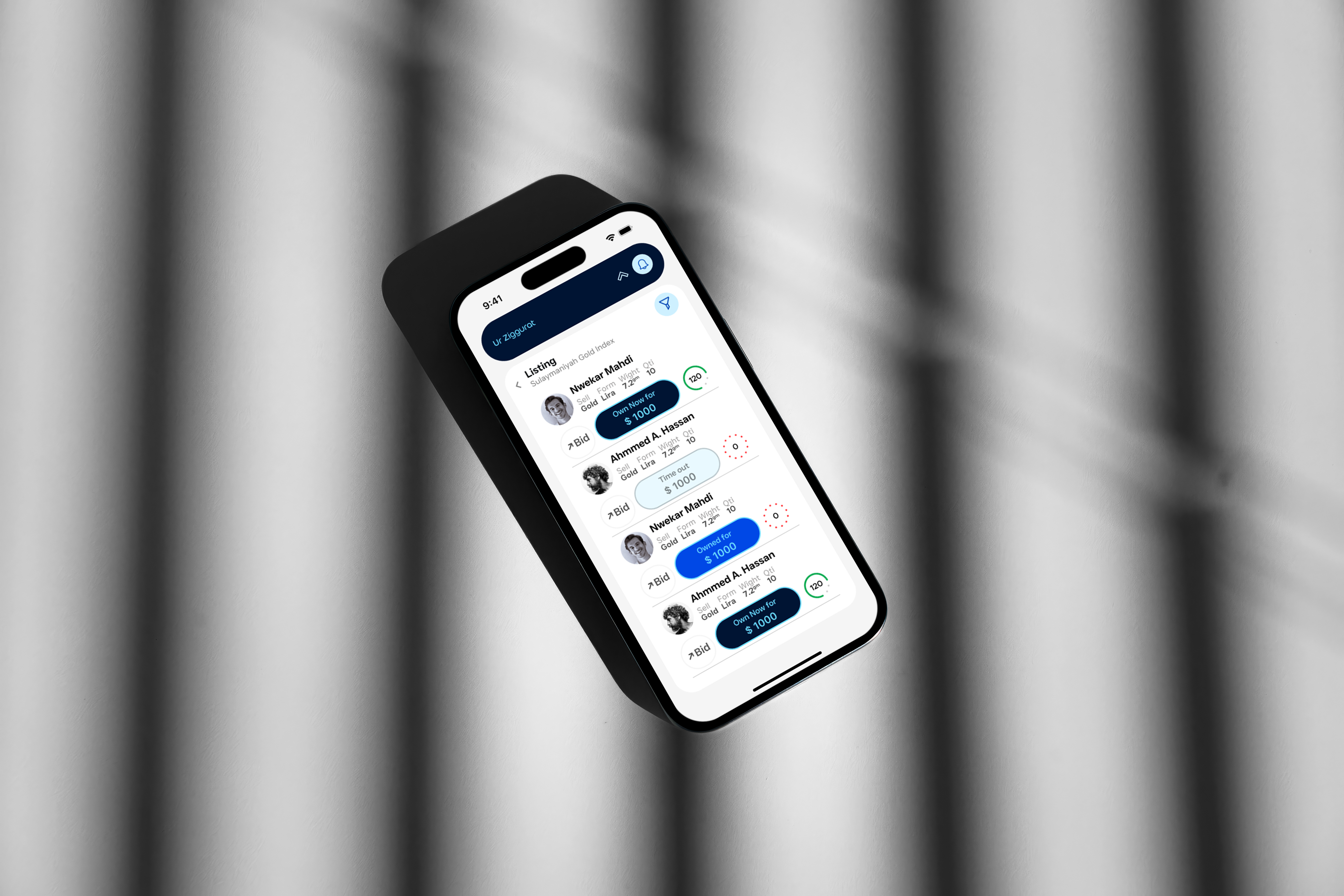 Saved trades on Ur Ziggurat app